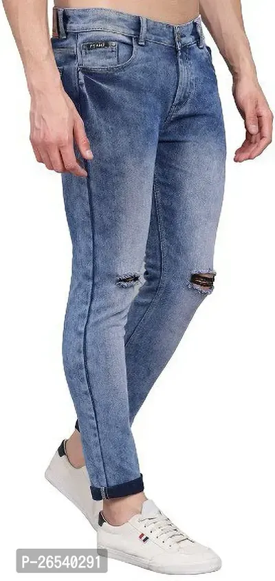 Stylish Denim Blue Slim Fit Mid-Rise Jeans For Men-thumb0