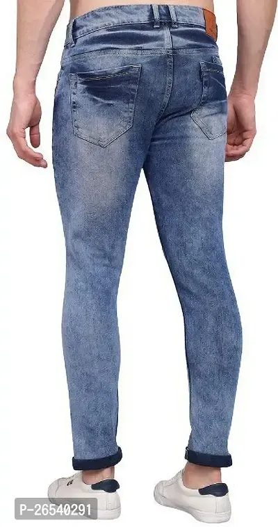 Stylish Denim Blue Slim Fit Mid-Rise Jeans For Men-thumb2