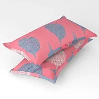 Pink Floral Rubber fitted Bed Sheet  with 2 Pillow Cover of Cotton-thumb1