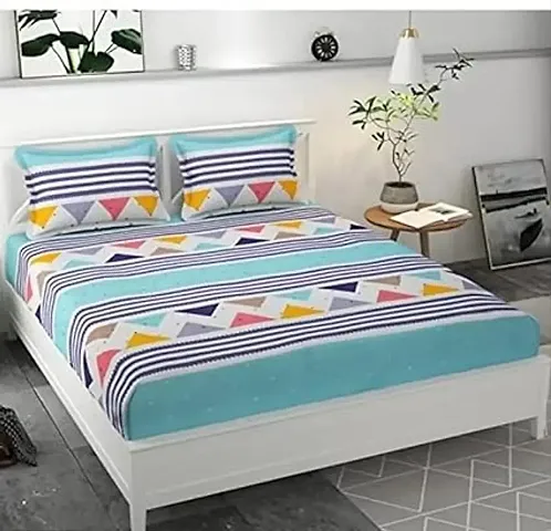 Printed Glace Cotton Double Bedsheet with 2 Pillow Covers