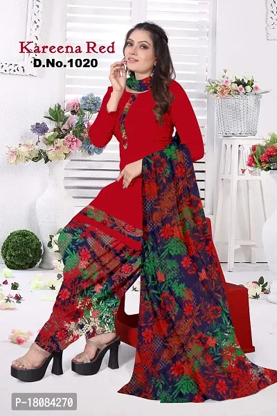 Unstitched Synthetic Crepe Salwar Suits  Dress Material-thumb0