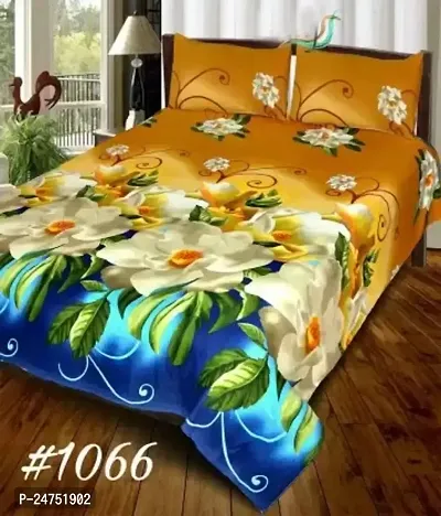 Comfortable Printed Polycotton Queen Size Bedsheet With Pillow Covers