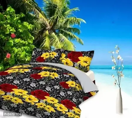 Comfortable Printed Polycotton Queen Size Bedsheet With Pillow Covers-thumb0