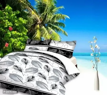 Comfortable Printed Polycotton Queen Size Bedsheet With Pillow Covers-thumb0