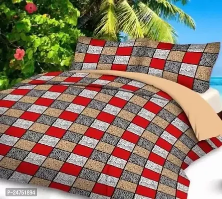 Comfortable Printed Polycotton Queen Size Bedsheet With Pillow Covers-thumb0