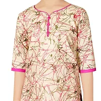 Sevgi Girl's Dupion Cotton Blend Printed Kurti with Trousers Set (Pink 11-12 Years)-thumb3