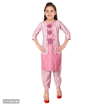 Kurta and Joggers Set for Girls (Pink)-thumb0