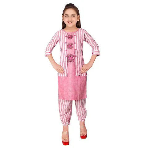 Kurta and Joggers Set for Girls (Pink)