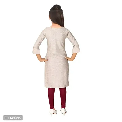 Sevgi Girl's Cotton Blen Embroidered Kurti with Leggings Set (Camel 15-16 Years)-thumb3