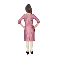 Sevgi Girl's Cotton Linen Blend Embroidered Kurti with Leggings Set (Pink 7-8 Years)-thumb2