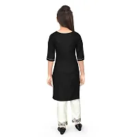 Sevgi Girl's Rayon Embroidered Kurti with Trousers (Black 4-5 Years)-thumb2