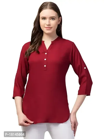 Camellias Rayon Maroon Short Kurti sfor Women (XX-Large, Maroon)