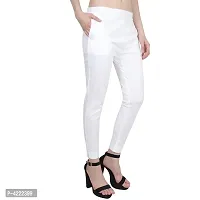 Cotton Lycra White Solid Pant-thumb1