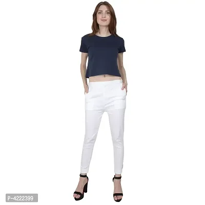 Cotton Lycra White Solid Pant-thumb5