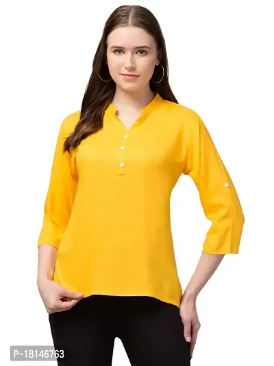 Camellias Rayon Mustard Short Kurti for Women (XX-Large, Mustard)