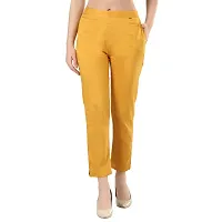 Camellias Rayon Lycra Blend Stretchable Pants for Women (L, Mustard)-thumb1