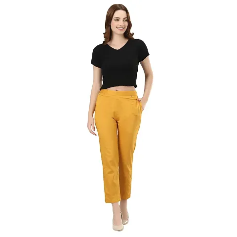 Camellias Rayon Lycra Blend Stretchable Pants for Women