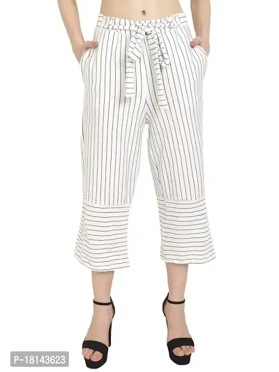Camellias Women's White Striped Hosiery Culottes (Small)