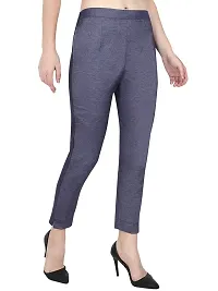 CAMELLIAS Women's Lycra Regular Fit Casual Pant Blue L-thumb2