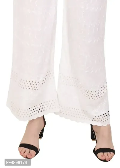 Rayon Full embroidered White Palazzo-thumb4