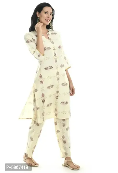 Cotton Slub Printed Kurti with Pant Set-thumb5