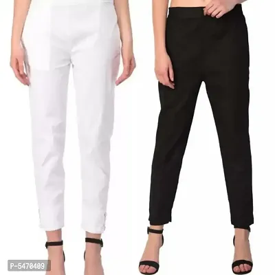 Camellias Lycra Black and White Combo Pants | Pack of 2 |-thumb0
