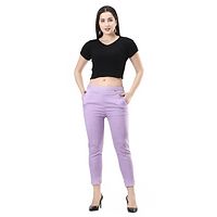 Camellias Trendy Rayon Lavender Lycra pants for Women-thumb3