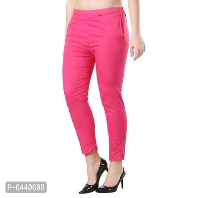 Camellias Trendy Rayon Pink Lycra pants for Women