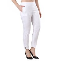 Camellias Trendy Rayon White Lycra pants for Women-thumb2