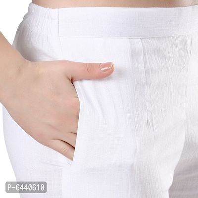 Camellias Trendy Rayon White Lycra pants for Women-thumb5