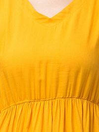 Camellias Rayon Solid Yellow Frock Dress-thumb4