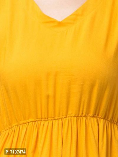 Camellias Rayon Solid Yellow Frock Dress-thumb5