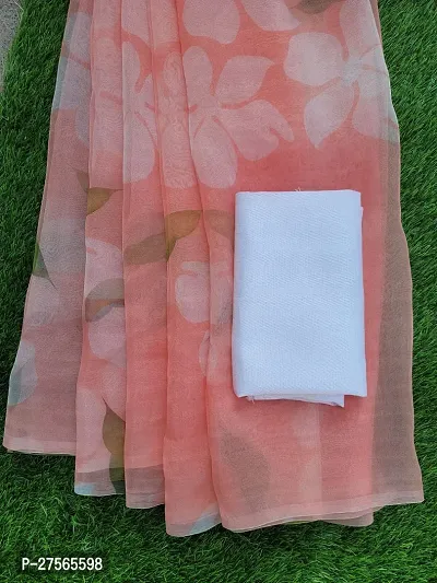 Classic Organza Printed Saree with Blouse piece