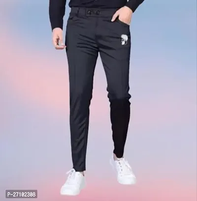 Stylish Cotton Solid Regular Trousers For Men-thumb0