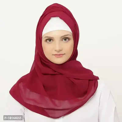 Evelia womens Maroon Georgette Hijab Scarf-thumb0