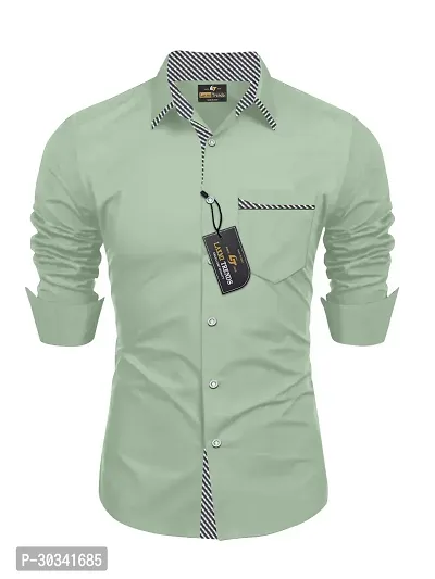 Stylish Green Cotton Casual Shirt For Men