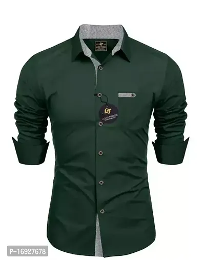 Comfortable Green Cotton Shirt For Men-thumb0
