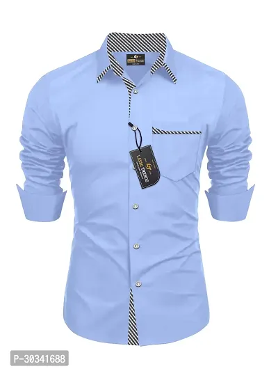 Stylish Blue Cotton Casual Shirt For Men