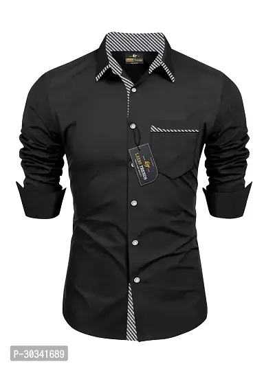 Stylish Black Cotton Casual Shirt For Men-thumb0