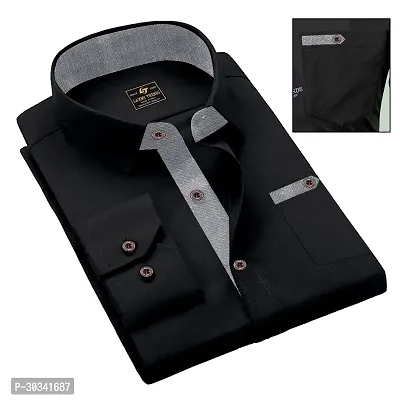 Stylish Black Cotton Casual Shirt For Men-thumb0