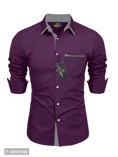 Stylish Purple Cotton Casual Shirt For Men