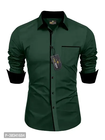 Stylish Green Cotton Casual Shirt For Men-thumb0