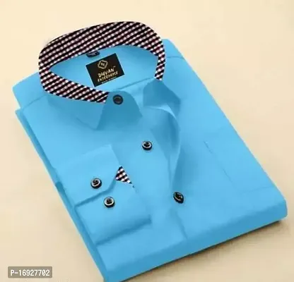 Comfortable Blue Cotton Shirt For Men-thumb0