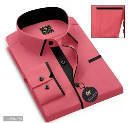 Comfortable Pink Cotton Shirt For Men-thumb0