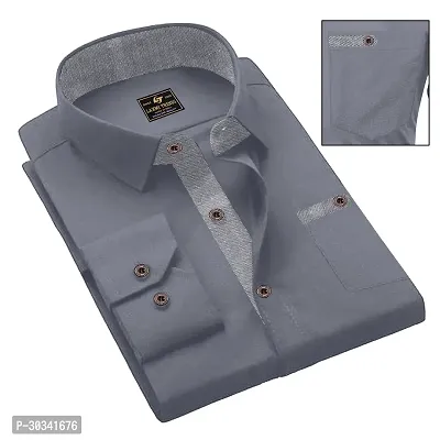 Stylish Grey Cotton Casual Shirt For Men