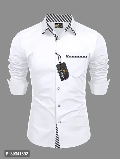 Stylish White Cotton Casual Shirt For Men