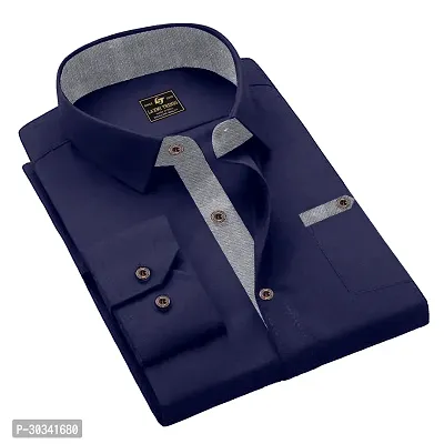 Stylish Navy Blue Cotton Casual Shirt For Men