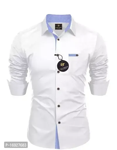 Comfortable White Cotton Shirt For Men-thumb0