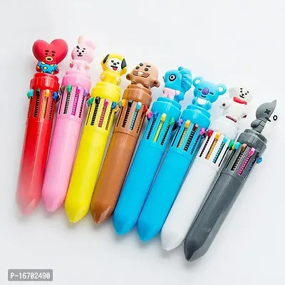 Youth Enterprises 10 Colors in 1 BTS Theme Pens ballpoint pens (0.7mm) creative pens ballpoint pens unique stationery creative pens gifts for students office stationery school stationery.(Pack of 2).
