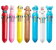 Youth Enterprises 6 Colors in 1 BTS Theme Mini Pens 2 Pcs ballpoint pens (0.7mm) creative pens ballpoint pens unique stationery-thumb1